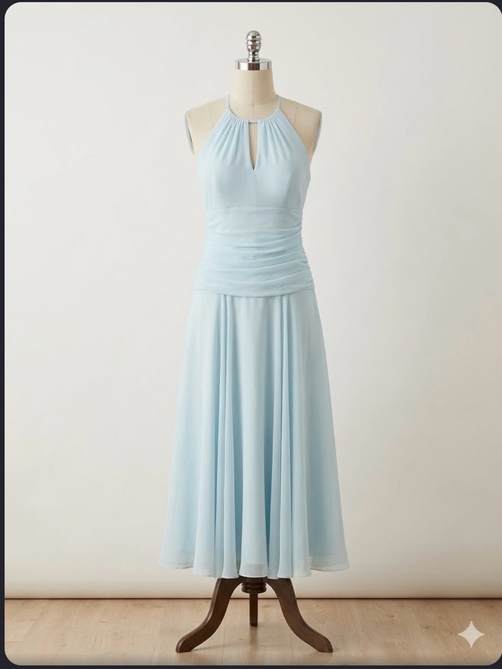 Halter Light Blue Chiffon Dress - Elegant Women's Occasion Dress